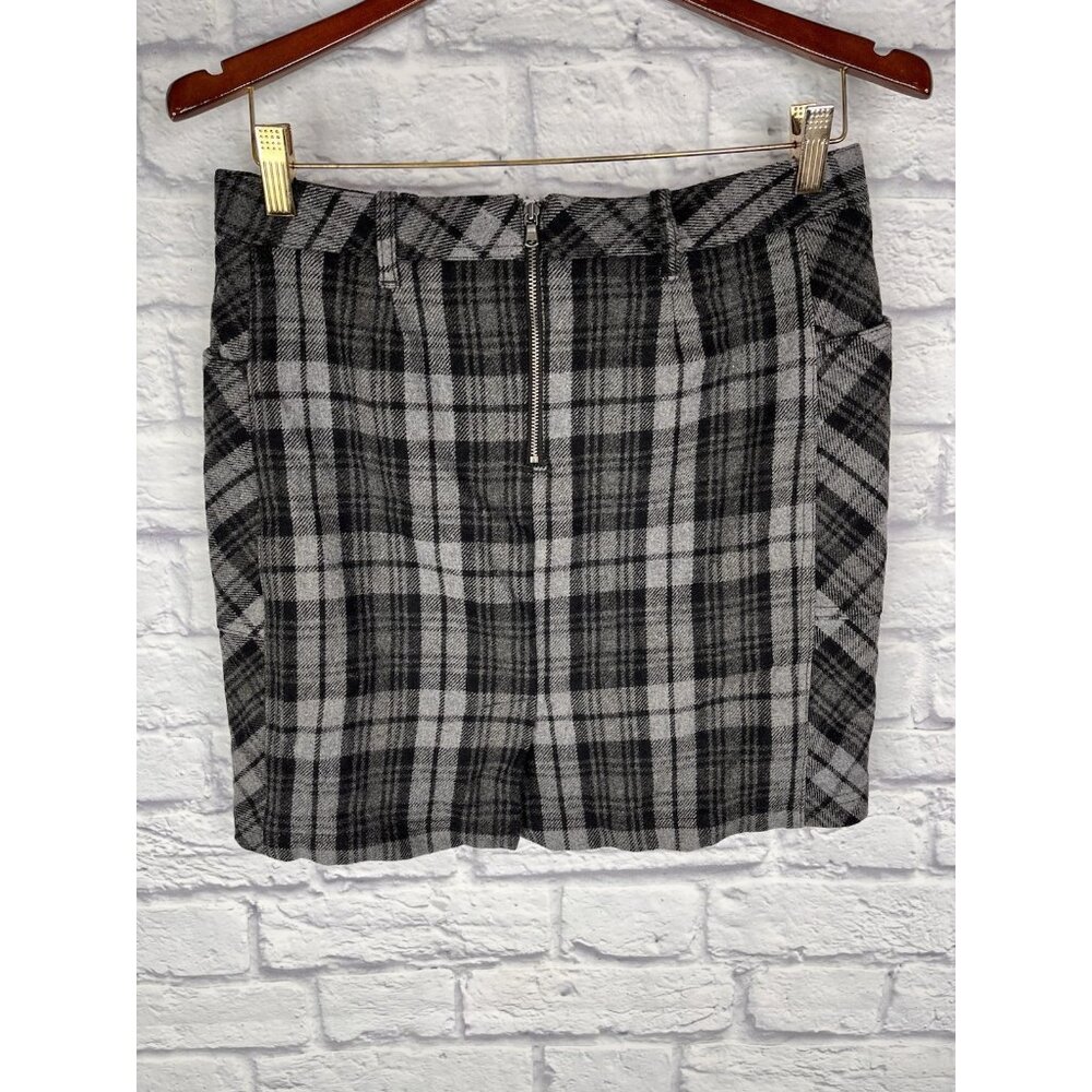 EDDIE BAUER Women's Gray Black Plaid Wool Mini Pencil Skirt Size 6 - Picture 5 of 5